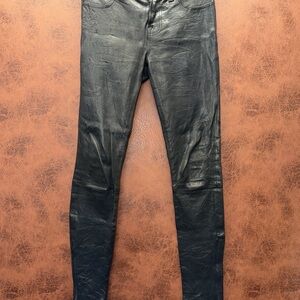 J Brand Women’s 100% Lamb Leather Ankle Zipper BlackSkinny Stretch Pants Size 26